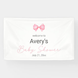 Pink Bow Modern Girl Baby Shower  Banner