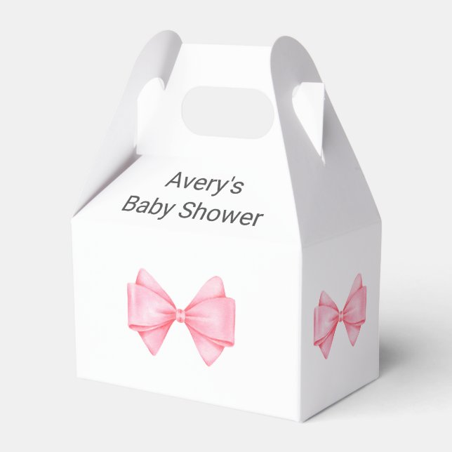 Pink Bow Modern Girl Baby Shower Favour Box (Front Side)