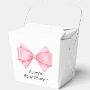 Pink Bow Modern Girl Baby Shower Favour Box