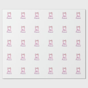 pink bow monogram bridesmaid modern girly rustic l wrapping paper