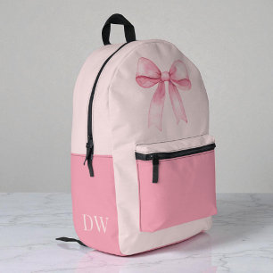 Pink Bow Monogram Cute Girly Personalized Girls Printed Backpack