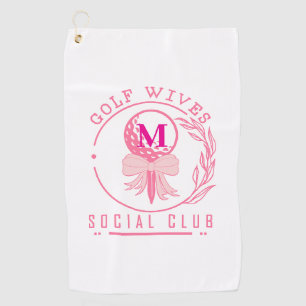 Pink Bow Monogram Golf Wives Social Club Golfer Towel