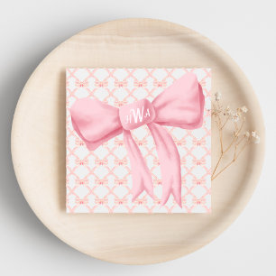 Pink Bow Monogram  Napkin