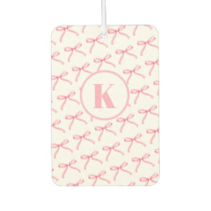Pink Bow Monogram Personalised Car Air Freshener