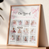 Pink Bow Monthly Photo Board Birthday