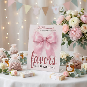 pink bow muslim baby girl aqeeqah favours sign