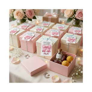pink bow muslim baby girl aqeeqah gift tags