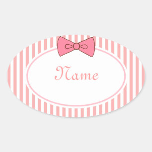 Pink Bow Name Stickers
