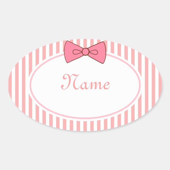 Pink Bow Name Stickers (Front)