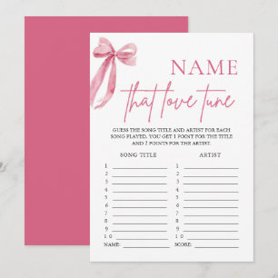 Pink Bow Name That Love Tune Bridal Shower Game Invitation