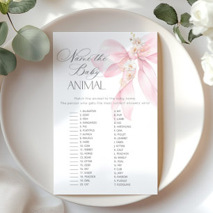 Pink Bow Name the baby animal baby shower game