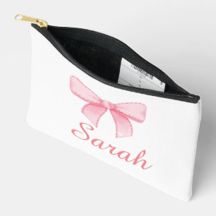 Pink Bow Name Tote  Bachelorette Bridesmaid gift Accessory Pouch