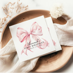 Pink Bow Napkins, Coquette Bow Cocktail Napkin