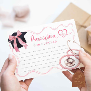Pink Bow Nurse Graduation Prescription Card
