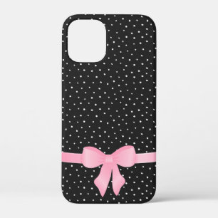pink bow on black and white Case-Mate iPhone case