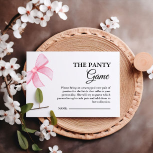 Pink Bow Panty  Bridal Shower Game Enclosure Card