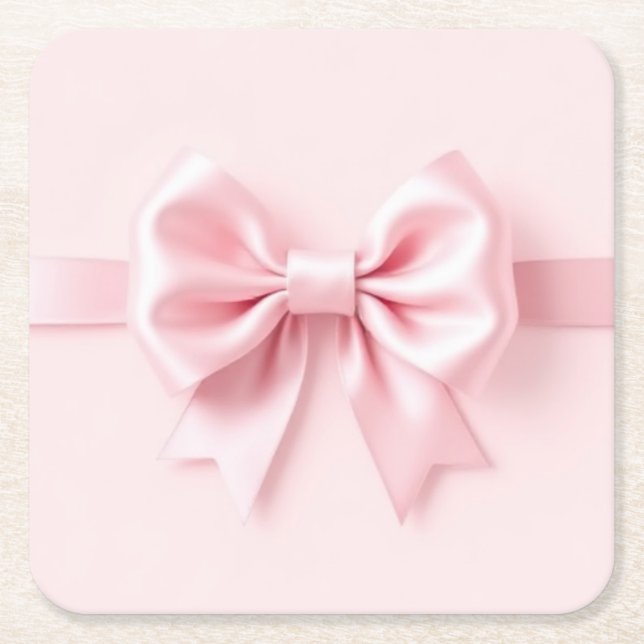 Pink Bow Paper Coaster (Front)