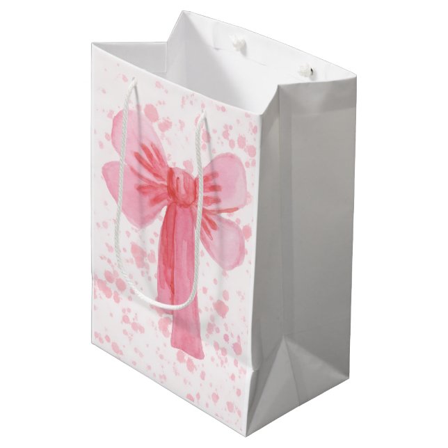 Pink Bow Paper Napkin Medium Gift Bag (Front Angled)