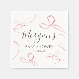 Pink bow Paper napkins, bow theme decorations Napkin