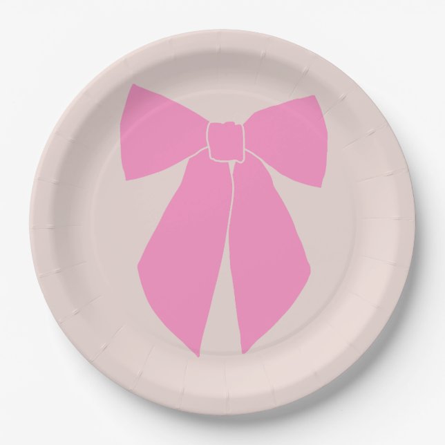 Pink Bow Paper Plate (Front)