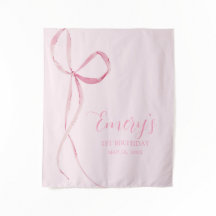 Pink Bow Party Fabric Backdrop
