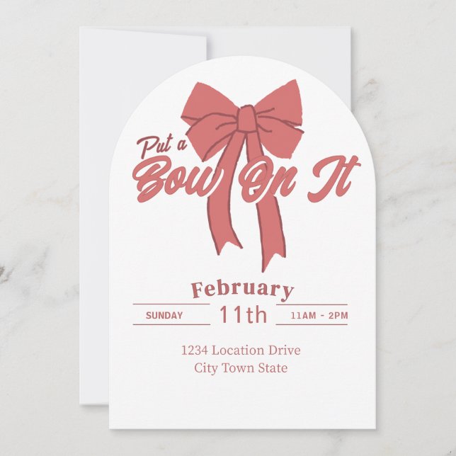 Pink Bow Party Invitation - Coquette Bow Birthday (Front)