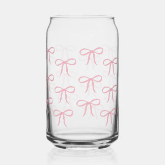 Pink Bow Pattern Can Glass