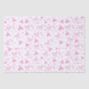 Pink Bow Pattern Kawaii Hearts and Ribbons Tissue Paper