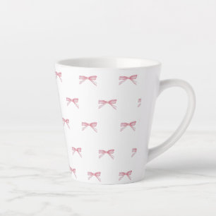 Pink Bow Pattern Latte Mug 