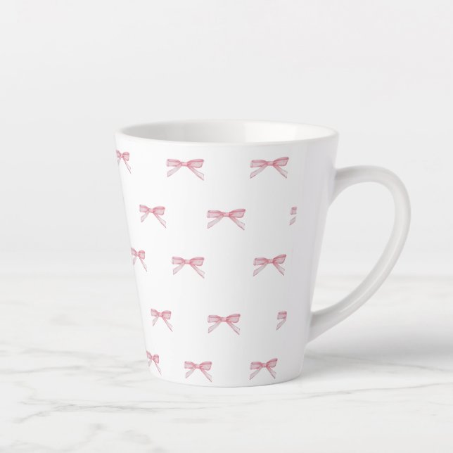 Pink Bow Pattern Latte Mug  (Right)