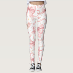 Pink Bow Pattern Leggings