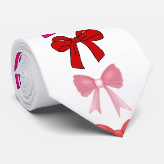 pink bow pattern tie (Rolled)