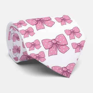 pink bow pattern tie