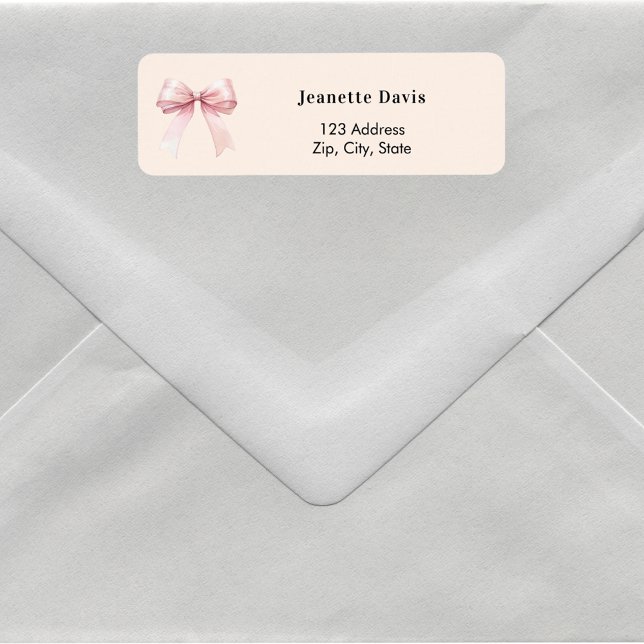 Pink bow peach cream return address  (Creator Uploaded)