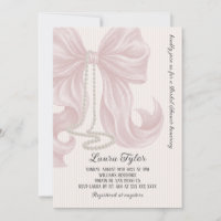 Pink Bow Pearl Necklace Bridal Shower
