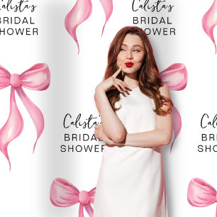 Pink Bow Personalised Bridal Shower XL Backdrop Tapestry