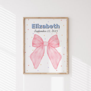 Pink Bow Personalised Custom Name Poster