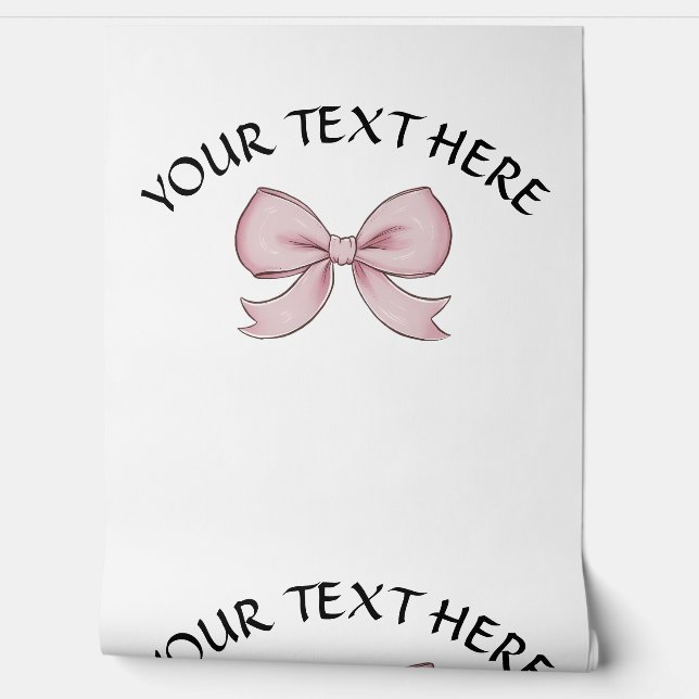 Pink Bow Personalised Name Text Coquette Wallpaper (Unrolling)
