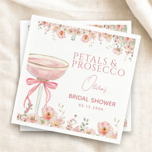 Pink Bow Petals & Prosecco Blush Bridal Shower  Napkin