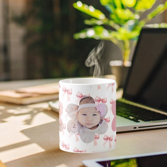 Pink bow photo children coffee mug (Creator Uploaded)