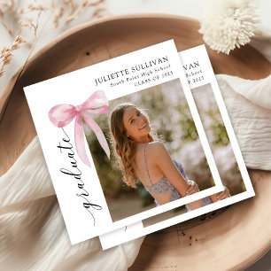 Pink Bow Photo Graduation Party Napkin