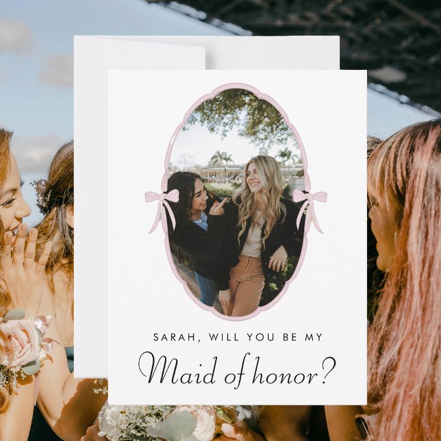  Pink Bow Photo Will You Be My Maid of honour (Pink Bow Photo Will You Be My Maid of honor
)