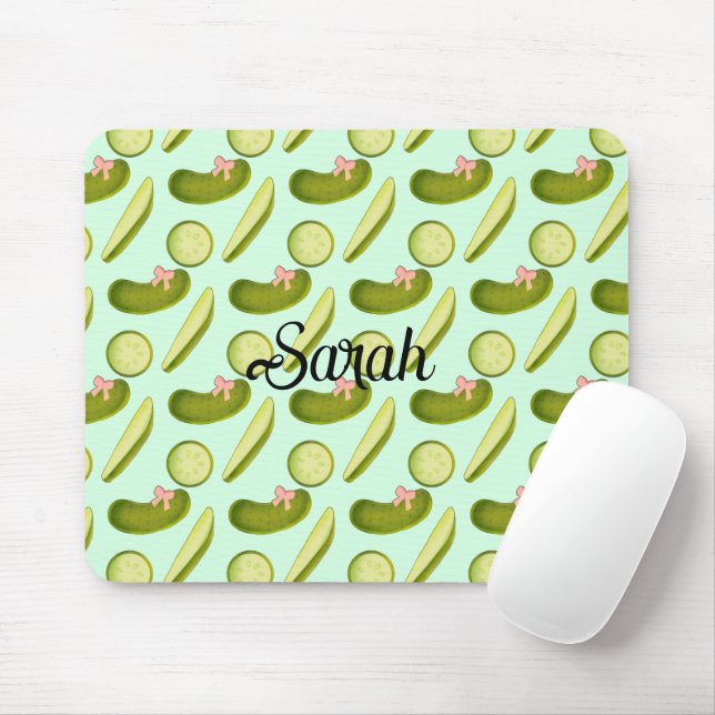 Pink Bow Pickles Mouse Mat (With Mouse)