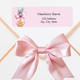 Pink bow pineapple return address