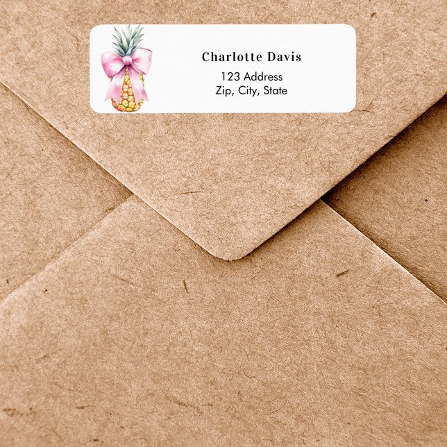 Pink bow pineapple return address  (Creator Uploaded)