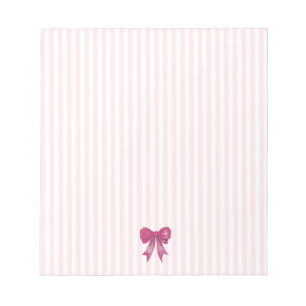 Pink Bow Pink Stripe Preppy Notepad