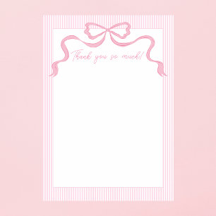 Pink Bow, Pink & White Ribbon Thank You Card