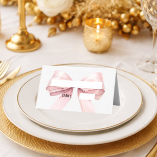 Pink Bow Place Cards Elegant Folded