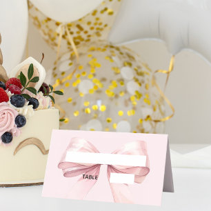 Pink Bow Place Cards Elegant Folded