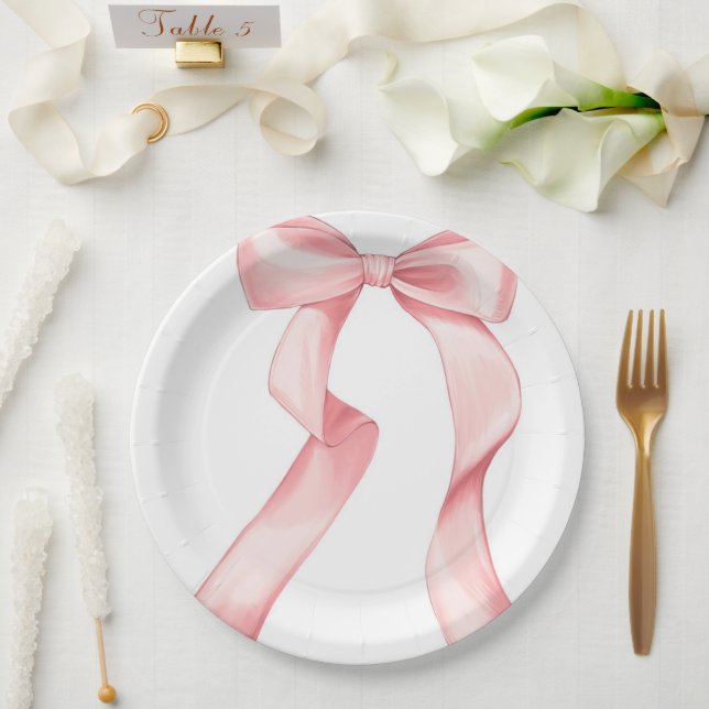 Pink Bow Plate 9" (Wedding)